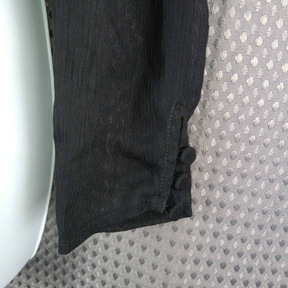 Express Black Ruched Top Small Whimsigoth Sheer Sleeve Fitted Y2K - Picture 6 of 14